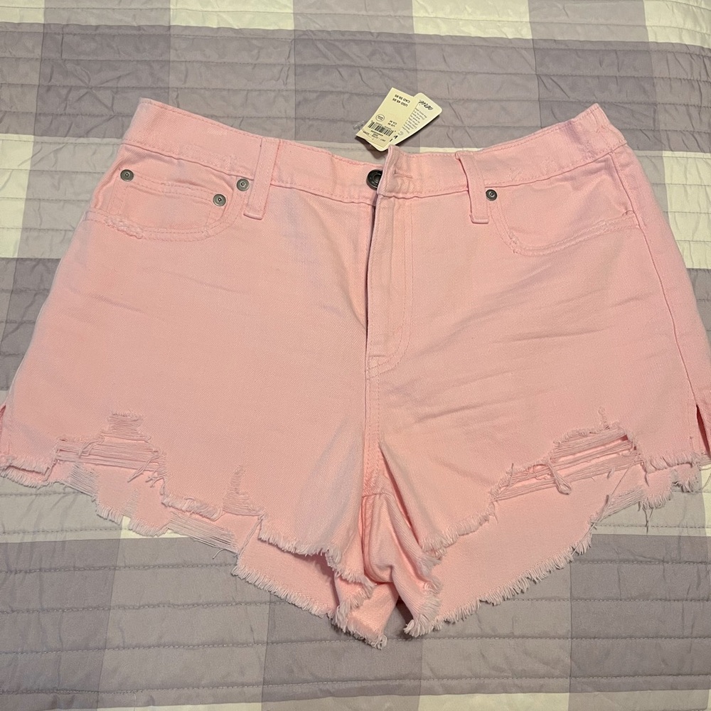 Aerie Light Pink Distressed Jean Shorts